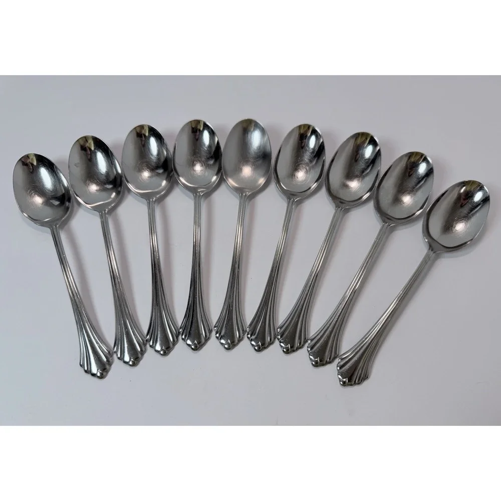 9 Oval Soup Spoons BANCROFT by Oneida Stainless Steel Flatware USA 6 7/8